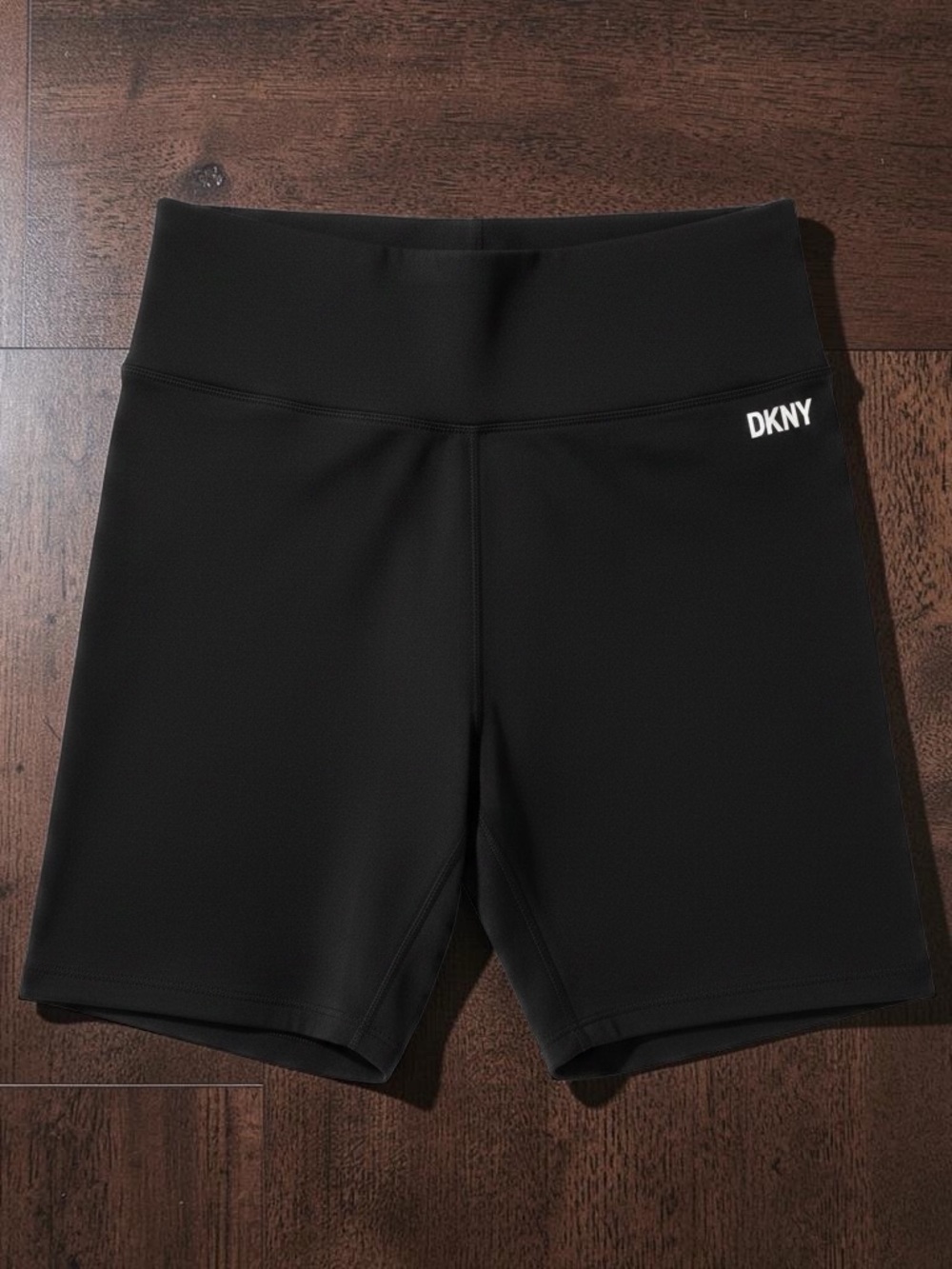DKNY Black Mid-Rise Bike Shorts with Logo